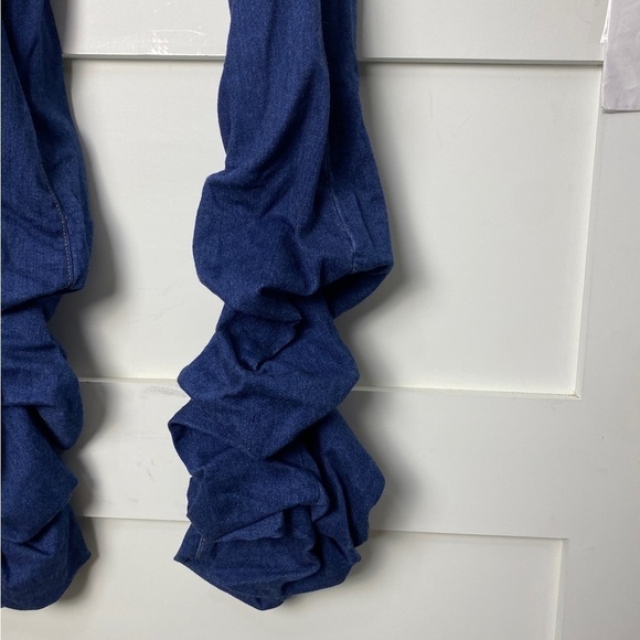 Vibrant Womens 5 Pocket Stretch Fit High Waist Ruched Skinny Denim Blue Jeans M - Picture 2 of 8